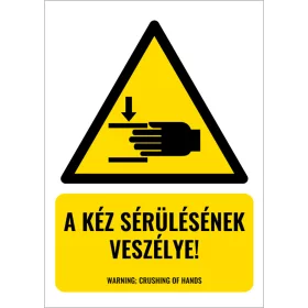 A kéz sérülésének veszélye! (felirattal)