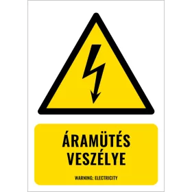 Áramütés veszélye (felirattal)