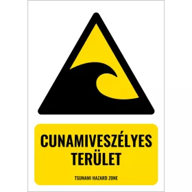 Cunamiveszélyes terület (felirattal)
