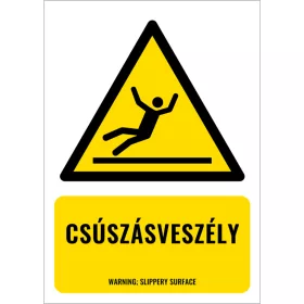 Csúszásveszély (felirattal)