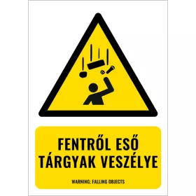 Fentről eső tárgyak veszélye (felirattal)