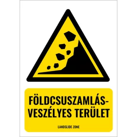 Földcsuszamlás-veszélyes terület (felirattal)