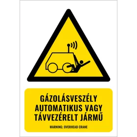   Gázolásveszély automatikus vagy távvezérelt jármű (felirattal)