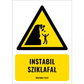 Instabil sziklafal (felirattal)