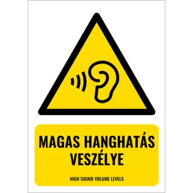 Magas hanghatás veszélye (felirattal)