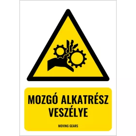 Mozgó alkatrész veszélye (felirattal)