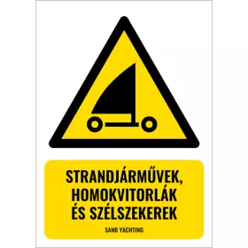   Strandjárművek, homokvitorlák és szélszekerek (felirattal)