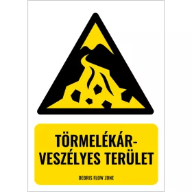 Törmelékár-veszélyes terület (felirattal)