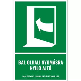 Bal oldali nyomásra nyíló ajtó (felirattal)