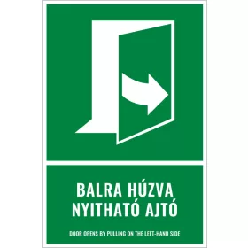 Balra húzva nyitható ajtó (felirattal)