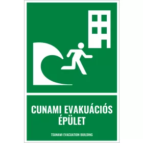 Cunami evakuációs épület (felirattal)