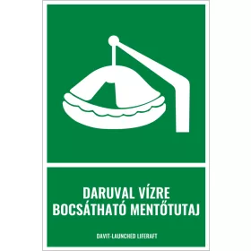 Daruval vízre bocsátható mentőtutaj (felirattal)