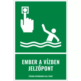 Ember a vízben jelzőpont (felirattal)