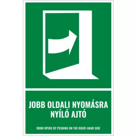 Jobb oldali nyomásra nyíló ajtó (felirattal)