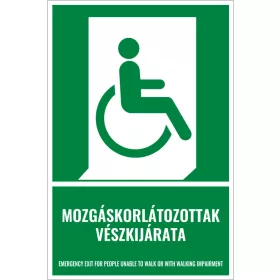 Mozgáskorlátozottak vészkijárata (jobb) (felirattal)