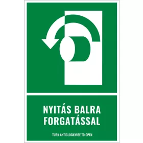 Nyitás balra forgatással (felirattal)