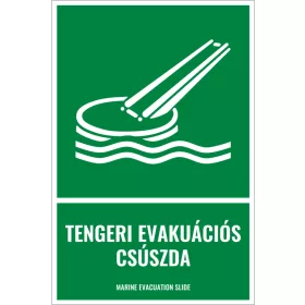 Tengeri evakuációs csúszda (felirattal)
