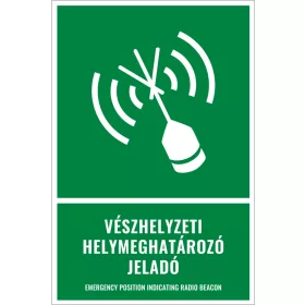 Vészhelyzeti helymeghatározó jeladó (felirattal)