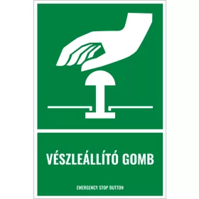 Vészleállító gomb (felirattal)