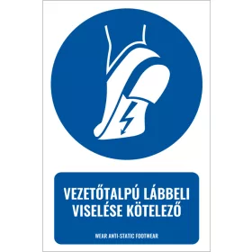  Antisztatikus biztonsági cipő viselése kötelező (felirattal)