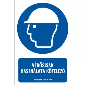 Fejvédő - Védősisak használata kötelező (felirattal)