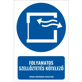 Folyamatos szellőztetés kötelező (felirattal)