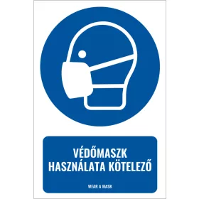Védőmaszk használata kötelező (felirattal)