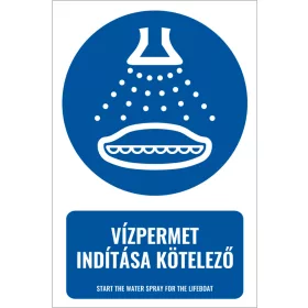 Vízpermet indítása kötelező (felirattal)