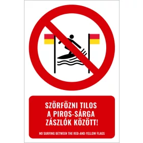   Szörfözni tilos a piros-sárga zászlók között! (felirattal)
