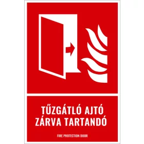 Tűzgátló ajtó zárva tartandó (felirattal)