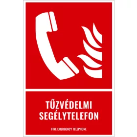 Tűzvédelmi segélytelefon (felirattal)