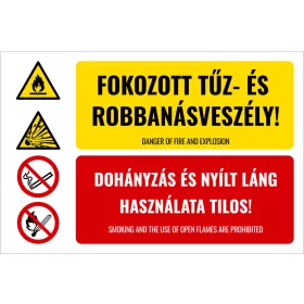   Fokozott Tűz- és robbanásveszély! Dohányzás és nyílt láng használata tilos!