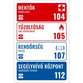 Segélyhívó számok (felirattal)