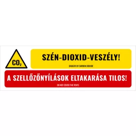   Szén-dioxid veszély! A szellőzőnyílások eltakarása tilos!