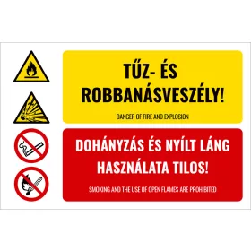   Tűz- és robbanásveszély! Dohányzás és nyílt láng használata tilos!